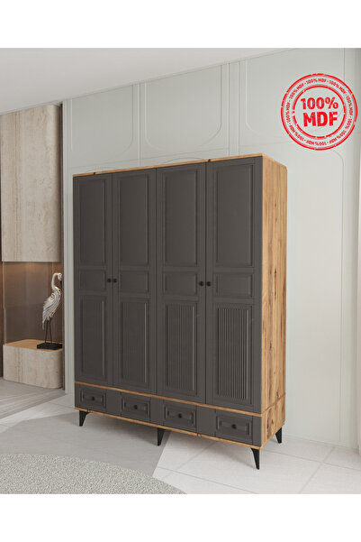 Teen & Bright NİL 4 KAPAKLI ÇEKMECELİ GARDIROP - TAMAMI MDF