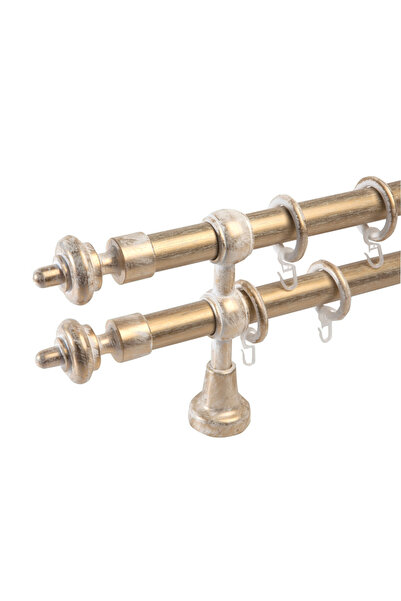 KLEIDECO galerie plastic 28 mm INNOVATIE MARE dubla, alb-auriu, 160 cm