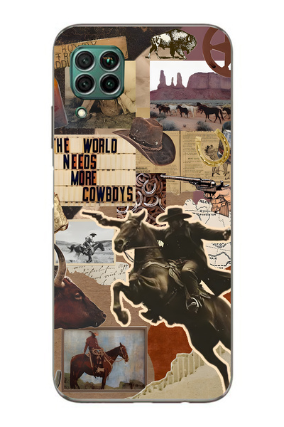 FLAMENKO حافظة هاتف شفافة متوافقة مع هاتف هواوي P40 Lite من نوع Cowboy Wester...