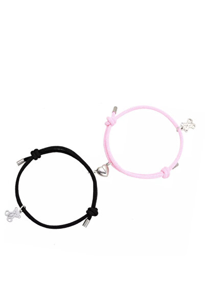 EFAYN.RO String bracelet set, heart with magnet, teddy bear pendant, adjustab...