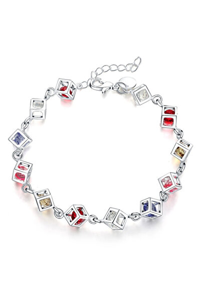 EFAYN.RO Women's bracelet, cheerful model with crystals closed in cubes, happ...