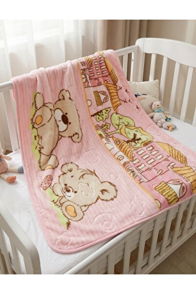 MiniKids Χοντρή Κουβέρτα Garden and Bear, ροζ