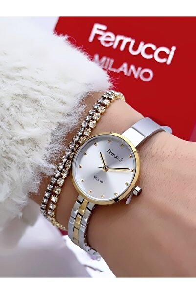 Ferrucci Steel Strap 2 Year Warranty 3 Atm Waterproof Women's Wristwatch + Br...