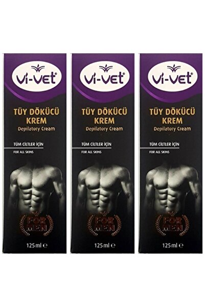 Vi-vet كريم Vivet لإزالة الشعر للرجال لجميع أنواع البشرة 125 مل × 3 قطع Vivet...