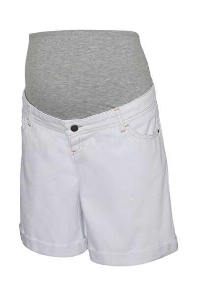 Mama Licious Jeans-Shorts Normal geschnitten Mittlere Taille Säume zum Umschl...