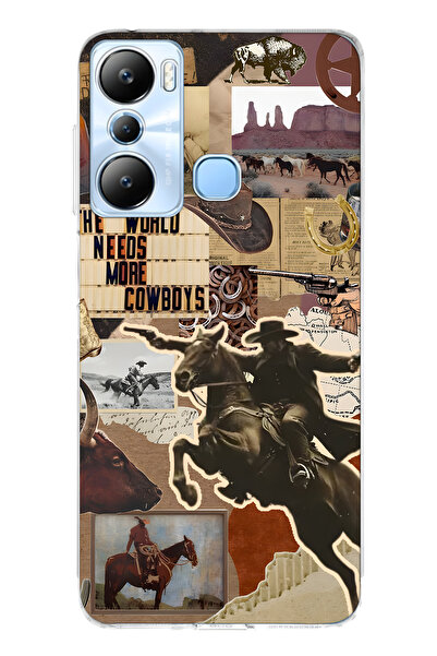 FLAMENKO حافظة هاتف شفافة متوافقة مع هاتف Infinix Hot 20i Cowboy Western Coll...