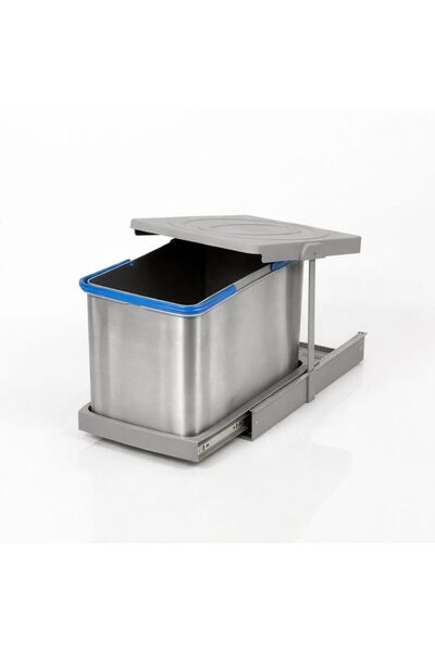moderno Gri 16 Litre Kısa Teleskopik Raylı Paslanmaz Çöp Kovası (C-2274-G)