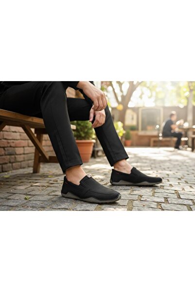 BAYRAMOĞLU KUNDURA Paggi̇ 812 Rubber Sole Black Genuine Nubuck Leather Y Leat...