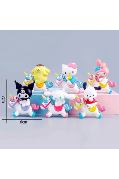 Bakmakistersen Sanrio Kuromi My Melody Hello Kitty Mini PVC Oyuncak Masa Süsü Hediyelik (6-7 cm)
