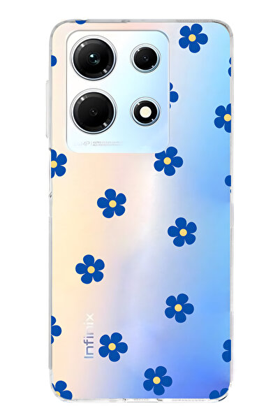 FLAMENKO حافظة هاتف شفافة باللون الأزرق بنقشة زهور متوافقة مع هاتف Infinix No...