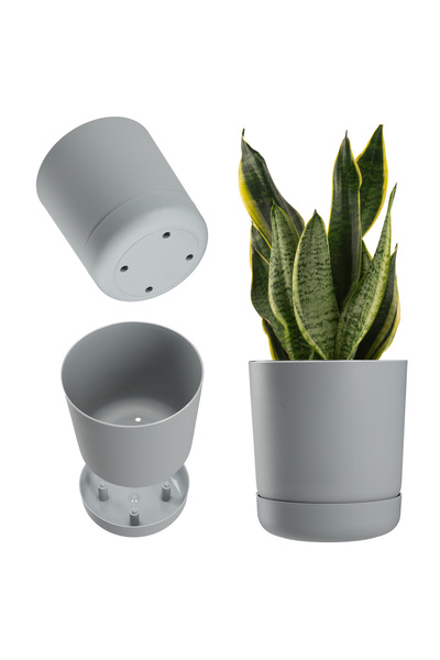 KADAX Ghiveci cu suport pentru flori, capac, bol rotund, 17 cm, gri mat