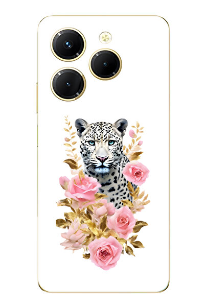 FLAMENKO حافظة هاتف شفافة متوافقة مع هاتف Infinix Hot 40i باللون الفهد والورد...