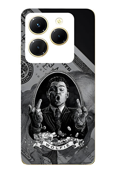 FLAMENKO حافظة هاتف شفافة متوافقة مع Infinix Hot 40i من نوع Wolfie منقوش