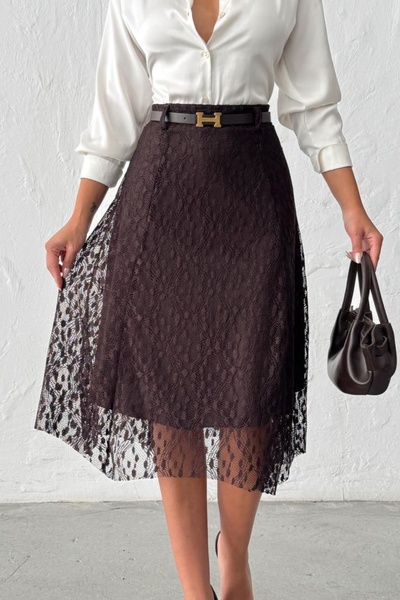 Ded COLLECTION Women's Stylish Belt Piece Elegant Lace Detailed Asymmetrical ...