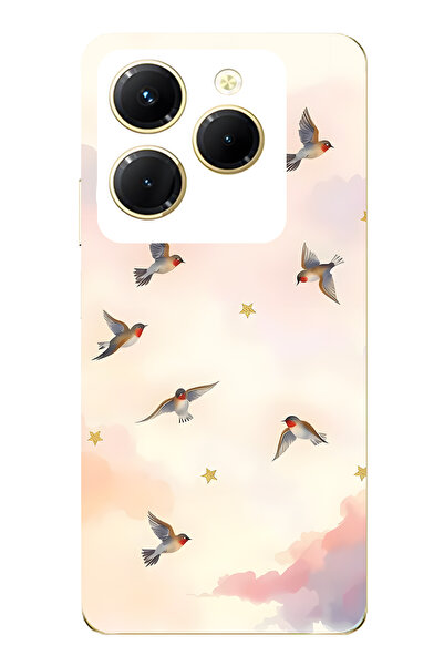 FLAMENKO حافظة هاتف شفافة متوافقة مع Infinix Hot 40i Flying Bird منقوش