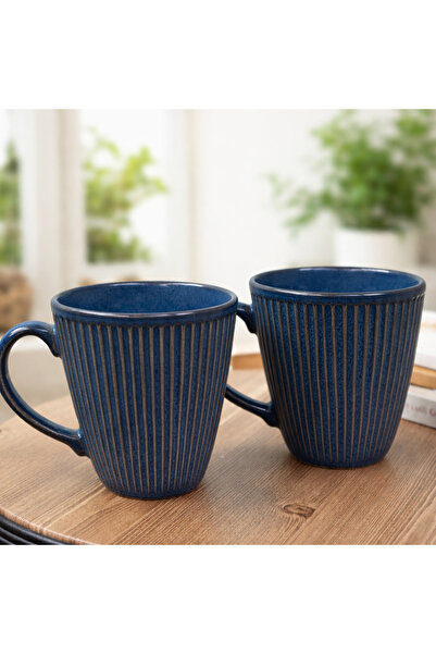 Gift Moda Modern Striped Ceramic Mug Set of 2