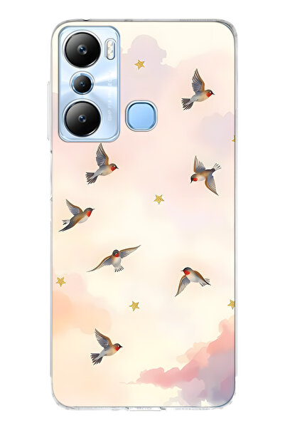 FLAMENKO حافظة هاتف شفافة متوافقة مع Infinix Hot 20i Flying Bird منقوش