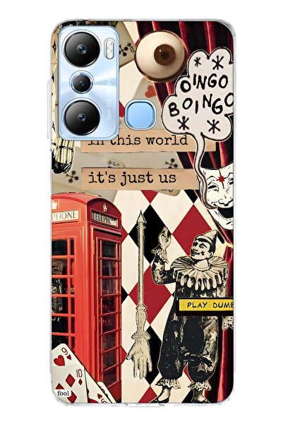 FLAMENKO حافظة هاتف شفافة متوافقة مع Infinix Hot 20i Clown Collage منقوش