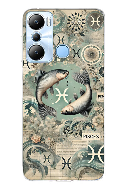 FLAMENKO حافظة هاتف شفافة متوافقة مع هاتف Infinix Hot 20i من نوع Fish Sign منقوش