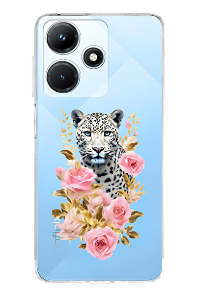 FLAMENKO حافظة هاتف شفافة متوافقة مع هاتف Infinix Hot 30i باللون الفهد والورد...