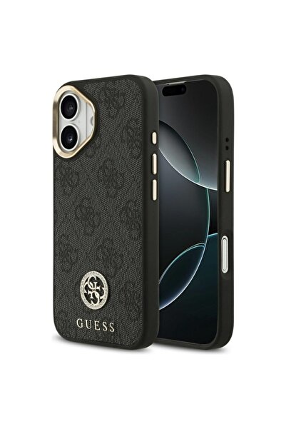 Guess Θήκη για iPhone 17, Σκληρή θήκη 4G με λογότυπο Strass MagSafe, Μαύρη