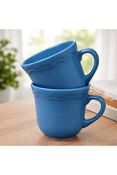 Gift Moda Wave Edge Ceramic Mug Set of 2