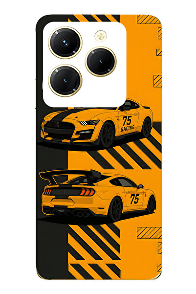 FLAMENKO حافظة هاتف شفافة متوافقة مع هاتف Infinix Hot 40i باللون الأصفر Racin...