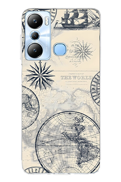 FLAMENKO حافظة هاتف شفافة متوافقة مع Infinix Hot 20i تحتوي على خريطة العالم و...