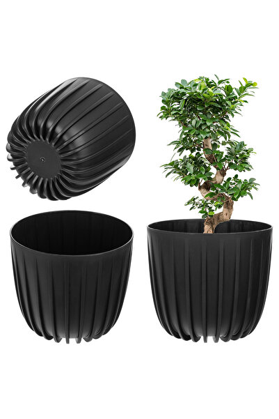 KADAX Husă pentru ghiveci, suport rotund din plastic, negru, 16 cm