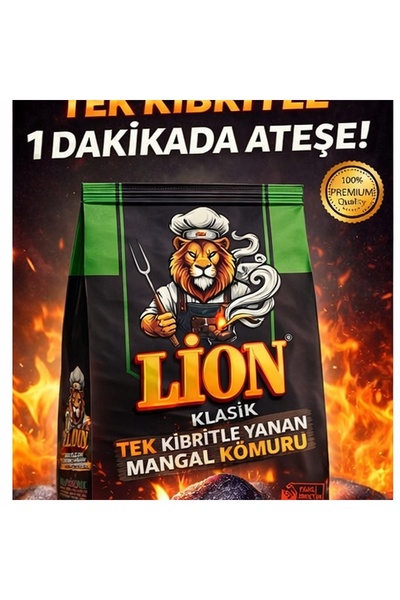 Lion Tek Kibritle Yanan Mangal Kömürü Klasik 2KG.
