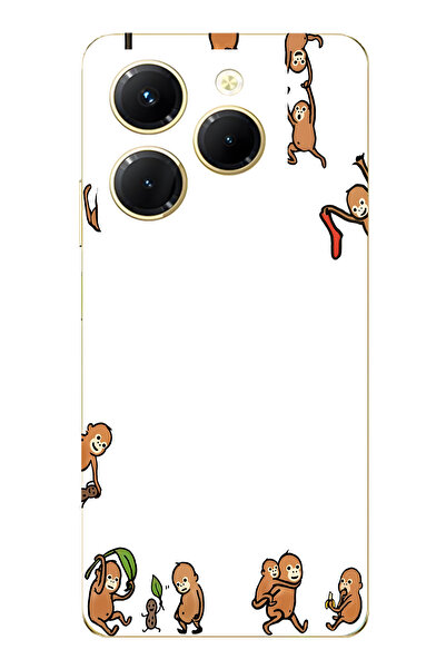 FLAMENKO حافظة هاتف شفافة متوافقة مع هاتف Infinix Hot 40i Monkeys منقوش