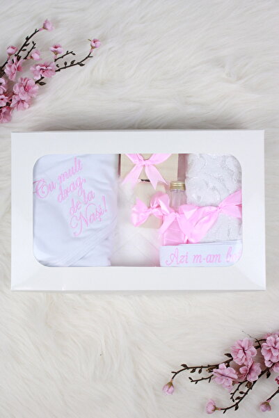 GoVo Kids Trusou botez brodat, "Cu drag de la Nasi" – Set botez, 7 piese, Cad...