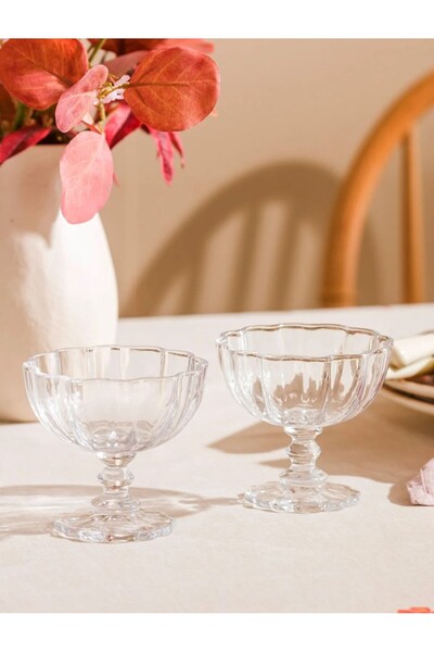 LC Waikiki LCW HOME Renksiz Ayaklı Cam Kase / Bardak 2'li 190 Ml