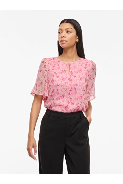 VILA Oberteil mit kurzen Ärmeln VIEMMA Rundhals