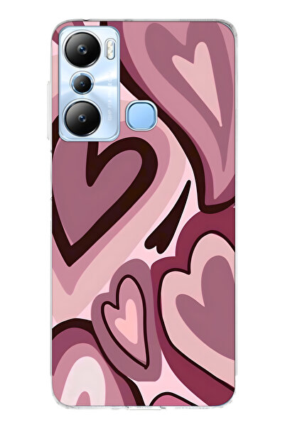 FLAMENKO حافظة هاتف شفافة متوافقة مع Infinix Hot 20i باللون الأحمر الداكن Hea...