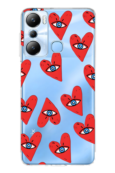 FLAMENKO حافظة هاتف شفافة متوافقة مع Infinix Hot 20i على شكل قلب منقوش