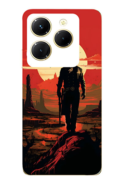 FLAMENKO حافظة هاتف شفافة متوافقة مع هاتف Infinix Hot 40i Cowboy Sunset منقوش