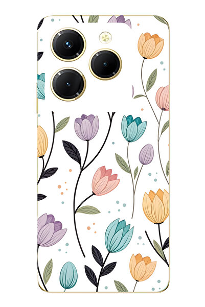 FLAMENKO حافظة هاتف شفافة متوافقة مع Infinix Hot 40i من نوع Lale بنقشة زهور