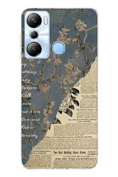 FLAMENKO حافظة هاتف شفافة متوافقة مع Infinix Hot 20i Vintage Newspaper Collag...