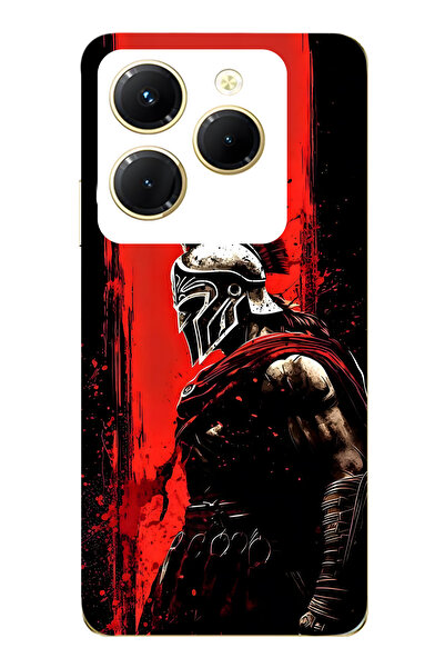 FLAMENKO حافظة هاتف شفافة متوافقة مع Infinix Hot 40i Warrior Sparta منقوش