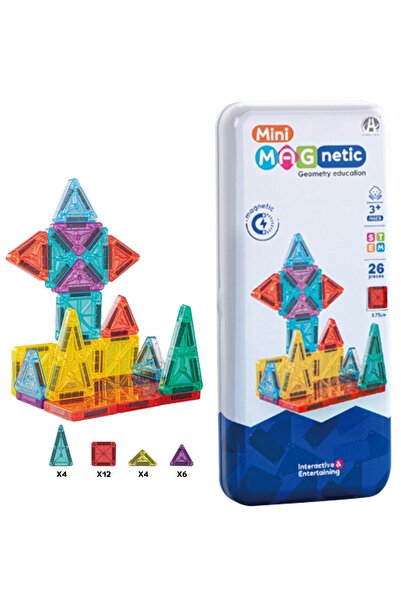 oyuncak vitrinim Mini Seyahat Tipi Metal Kutulu 26 Parça Magnet Oyun Seti