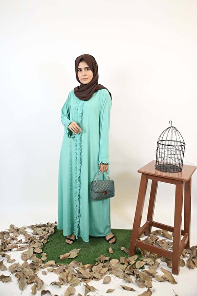 Libas lab Naseem- Ethereal Maxi abaya with pleated sleeves and full length Ru...