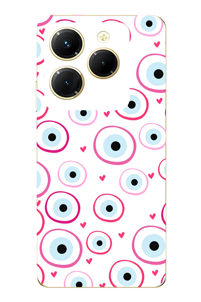 FLAMENKO حافظة هاتف شفافة متوافقة مع هاتف Infinix Hot 40i باللون الوردي منقوش