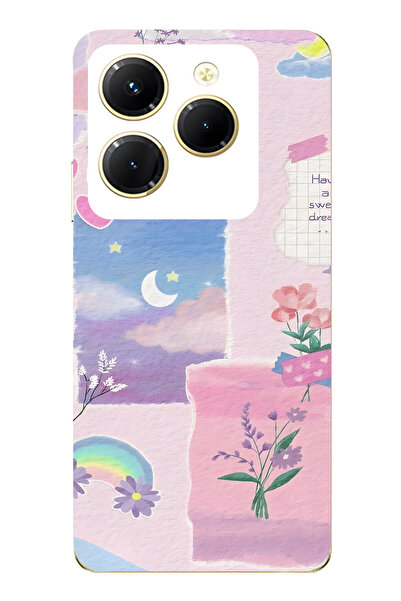 FLAMENKO حافظة هاتف شفافة متوافقة مع هاتف Infinix Hot 40i بتصميم Pastel Flora...