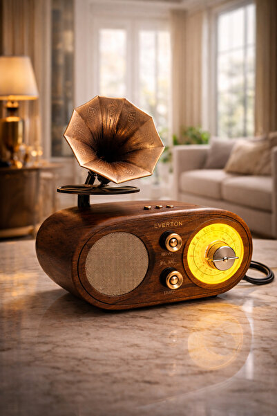 HMO Store Premium Nostaljik Bluetooth Radyo – Gramofon Tasarım