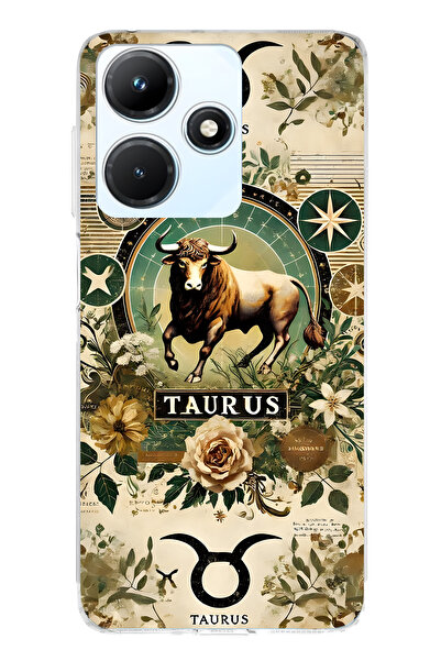 FLAMENKO حافظة هاتف شفافة متوافقة مع هاتف Infinix Hot 30i من نوع Taurus منقوش