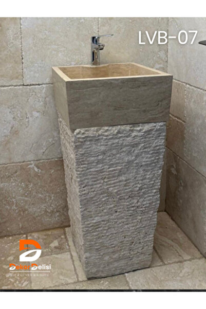 Dekordelisi Traverten Dış Taraklı Monoblok Lavabo LVB07