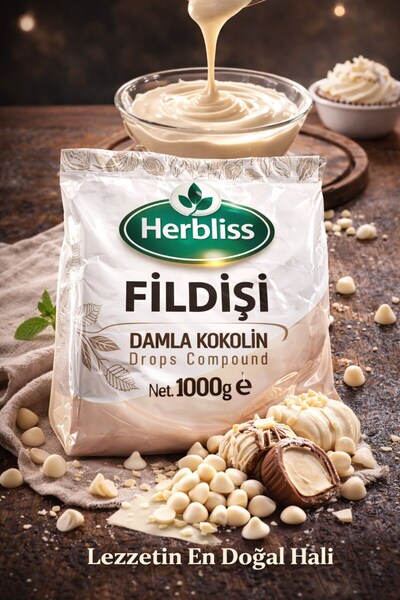 Herbliss Fildişi Beyaz Damla Kokolin Çikolata 1 Kg Drops Compound