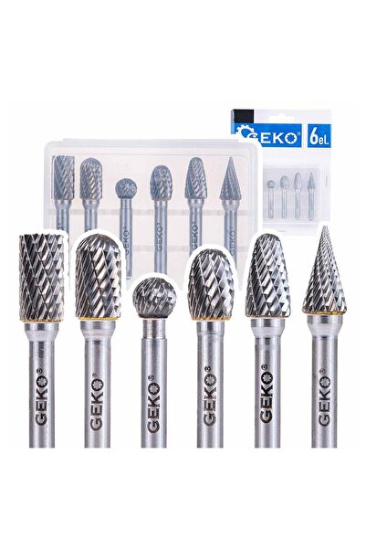 GEKO SET 6 FREZE DIN CARBURA DE TUNGSTEN PENTRU METAL 6MM
