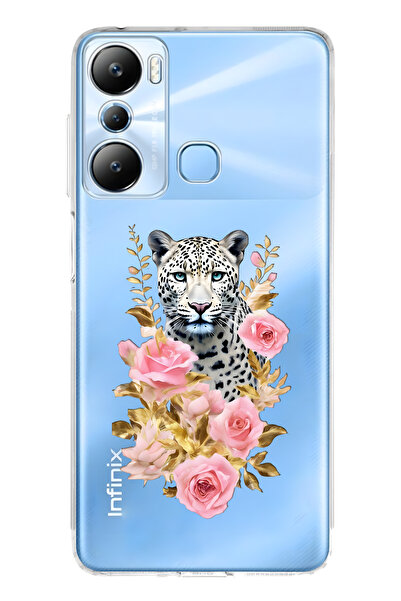 FLAMENKO حافظة هاتف شفافة متوافقة مع هاتف Infinix Hot 20i باللون الفهد والورد...